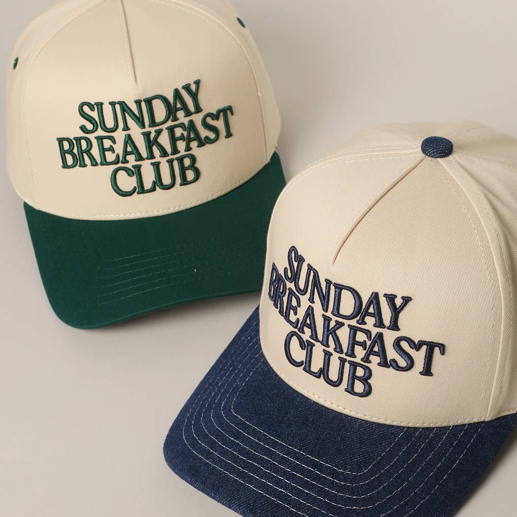 Fashion City - Wholesale Trucker Hat - Unisex - SUNDAY BREAKFAST 3D Letter Embroidered Two-Tone Trucker Hat10