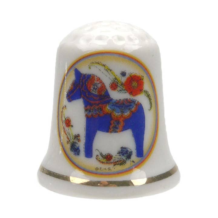Dala Horse Thimble Blue Souvenir for wholesale by European Heritage Gifts