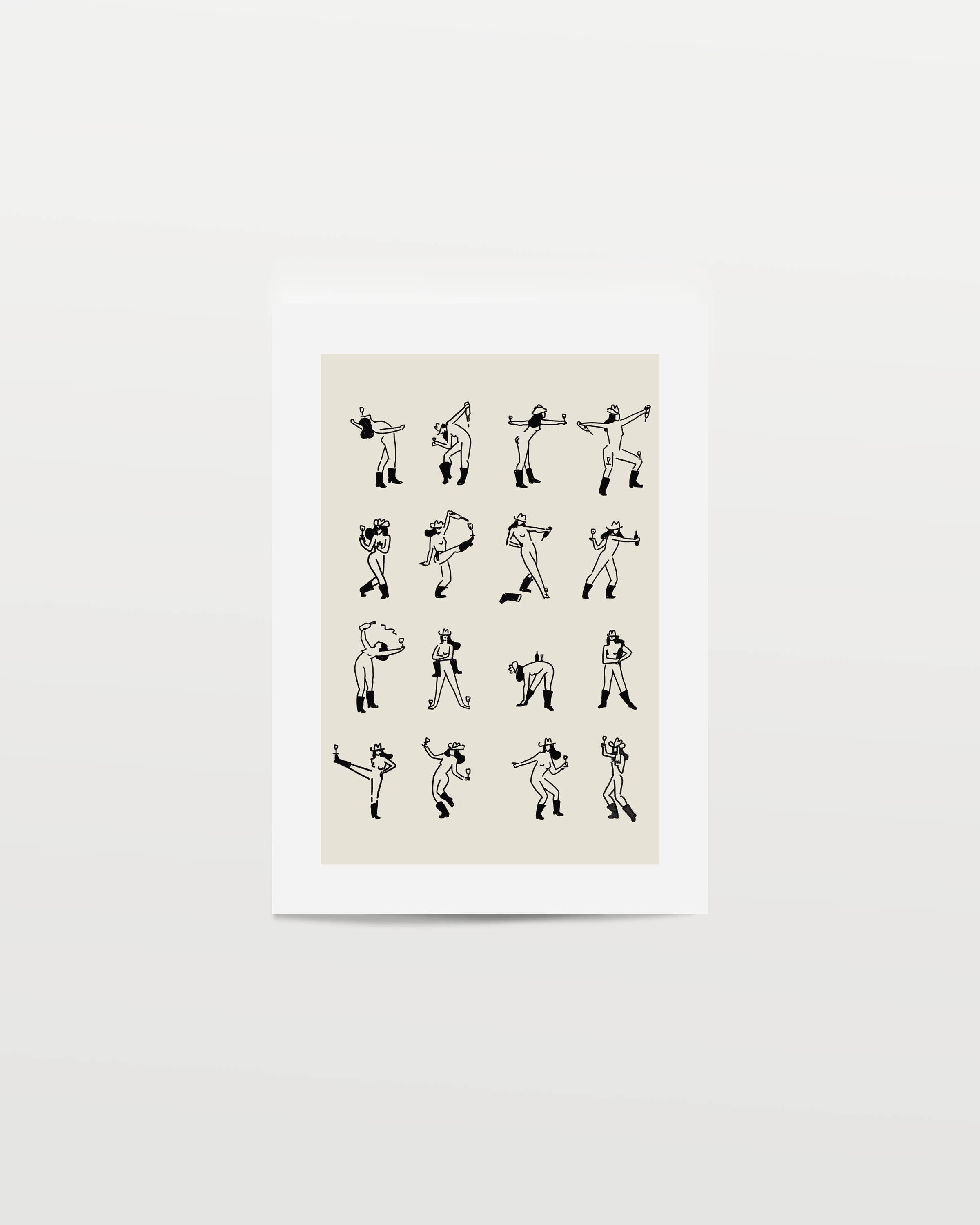 Tumbleweed Design Studio - Wholesale Art Print - Wine Dancing Cowgirl Minimal Western Wall Art3