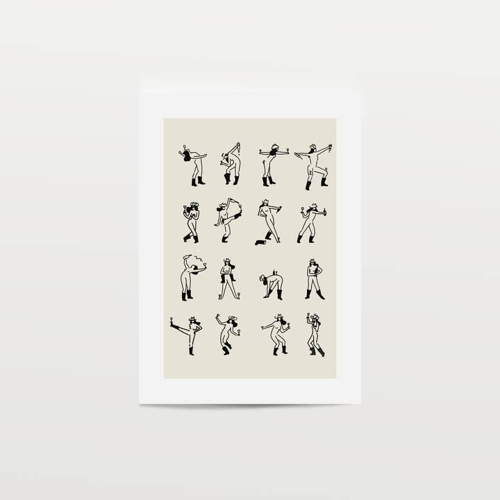 Tumbleweed Design Studio - Wholesale Art Print - Wine Dancing Cowgirl Minimal Western Wall Art3