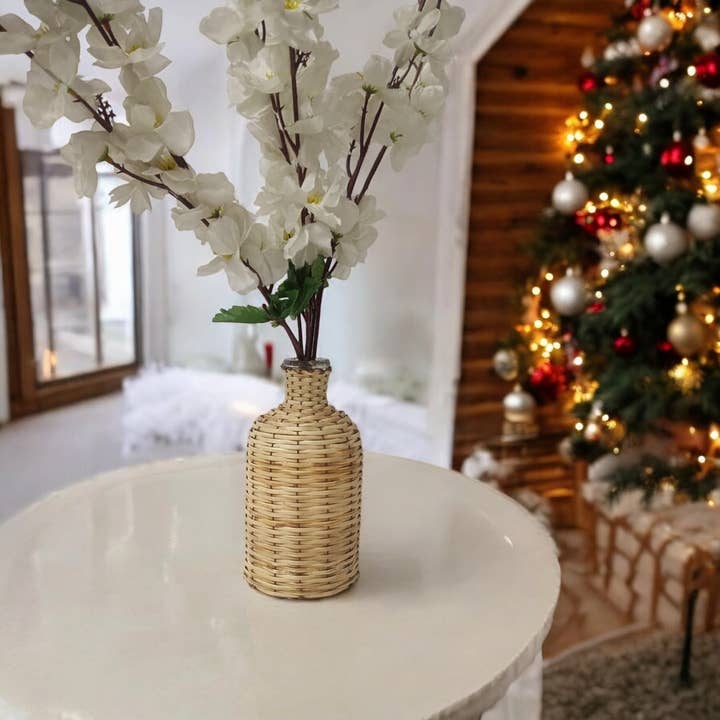 Jarrón de Flores de Bambú y Vidrio Hecho a Mano para Decoración Boho del Hogar para venta al por mayor de Valor Home Goods