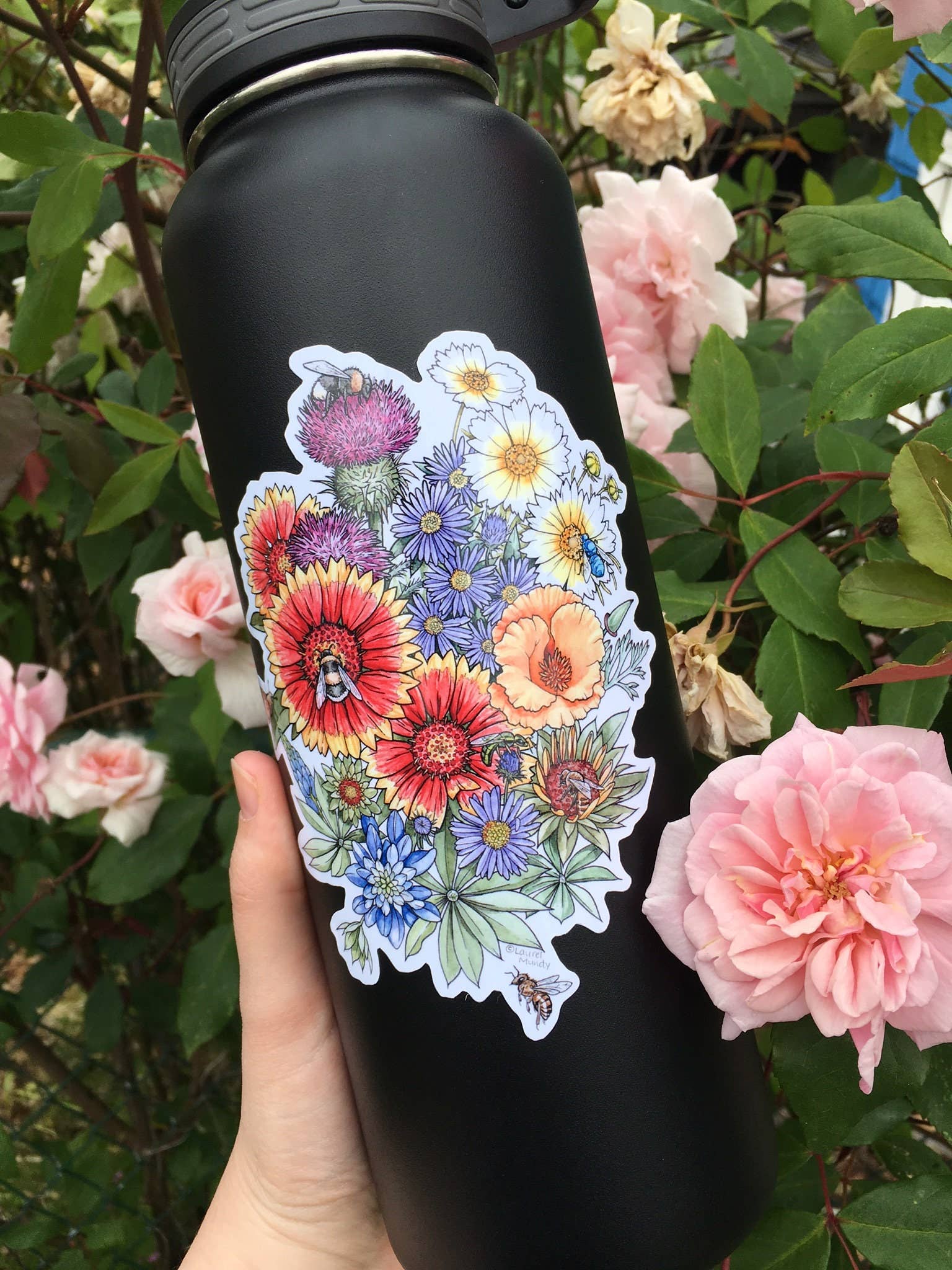 Laurel Mundy Illustration - Wholesale Sticker - Pollinator Party 5"x4" Large Vinyl Sticker2