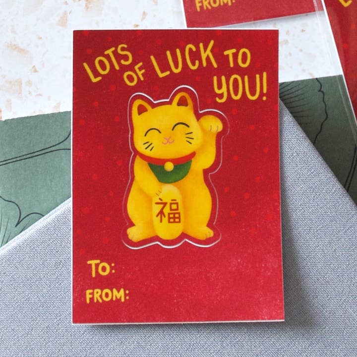 Massor av lycka till dig Lucky Cat Sticker Note för wholesale av Hop & Flop