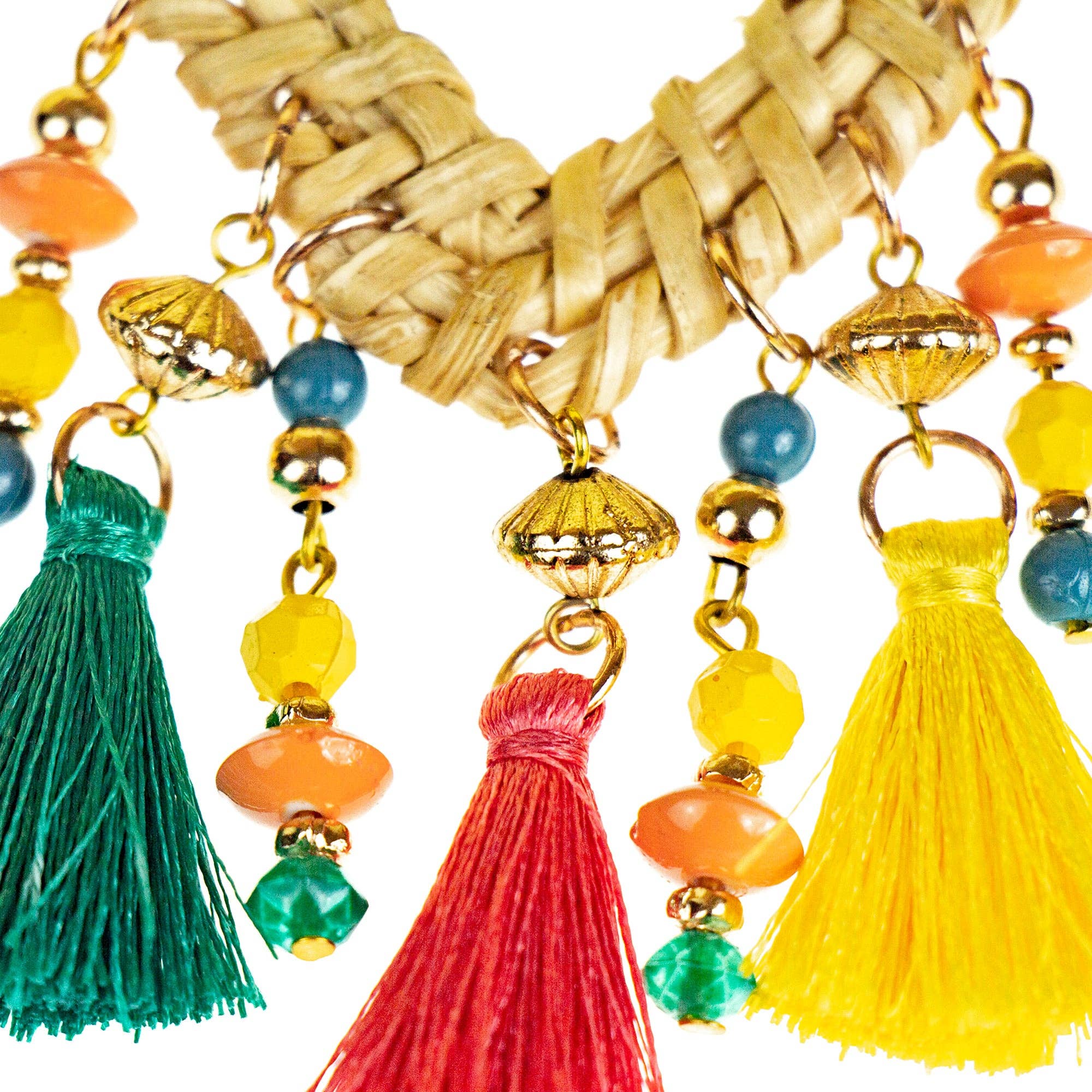 Global Crafts - Wholesale Dangle Earrings - Cane Earrings with Bright Tassels, PACK OF 32