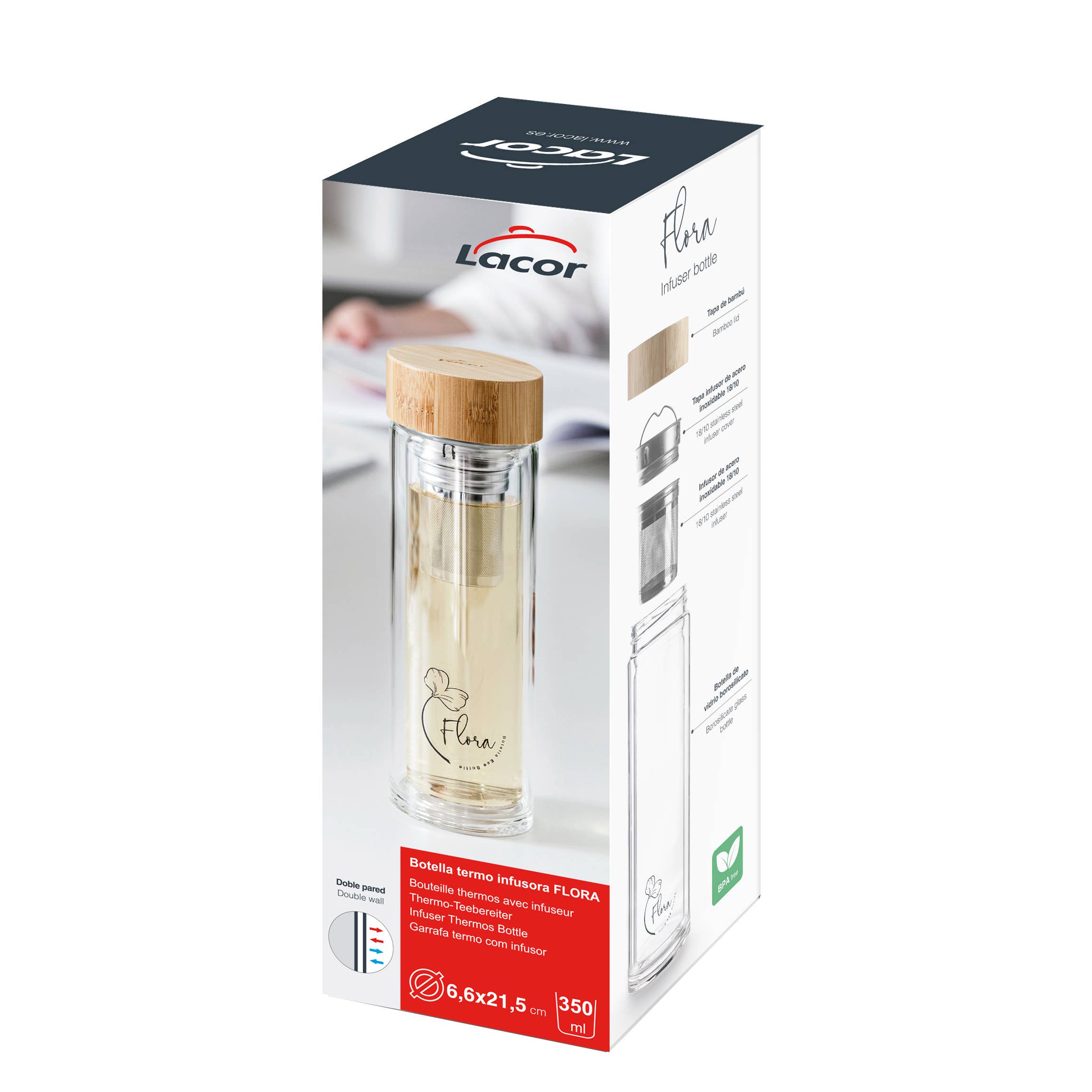 LACOR MENAJE PROFESIONAL S.L. – Großhandel Teesieb/-Infuser – Flora Infusionsflasche 350 ml6