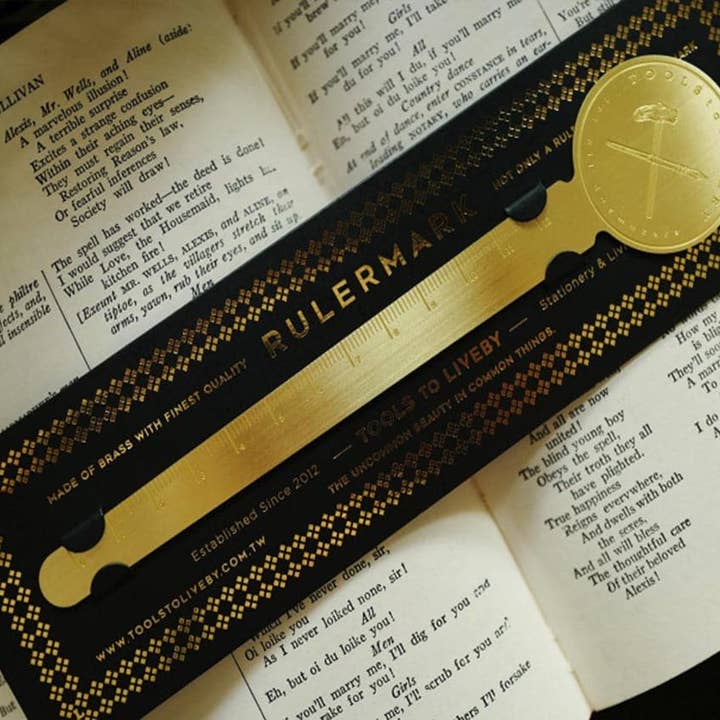 Notable Designs (UK) – wholesale Bookmark – Tools to Live By - Brass Rulermark9