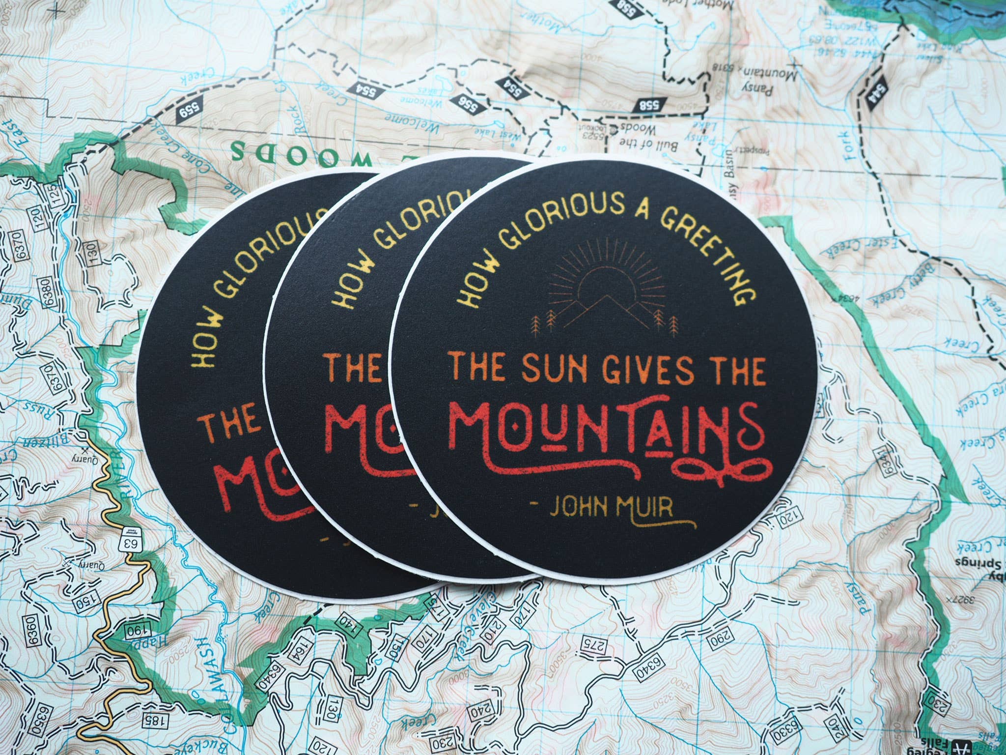 Sentinel Supply - Wholesale Sticker - John Muir Round Mountain Quote Sticker - Camping Decal3