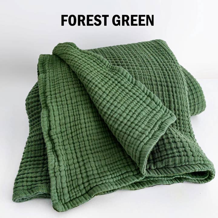 Aseel - Wholesale Travel Blanket - Green Muslin Blanket, Dual Color