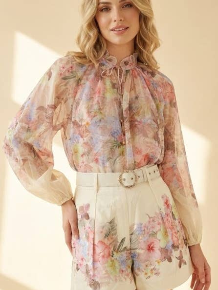 Tropical Floral Blouse and Shorts Set for wholesale by ELPPIS US