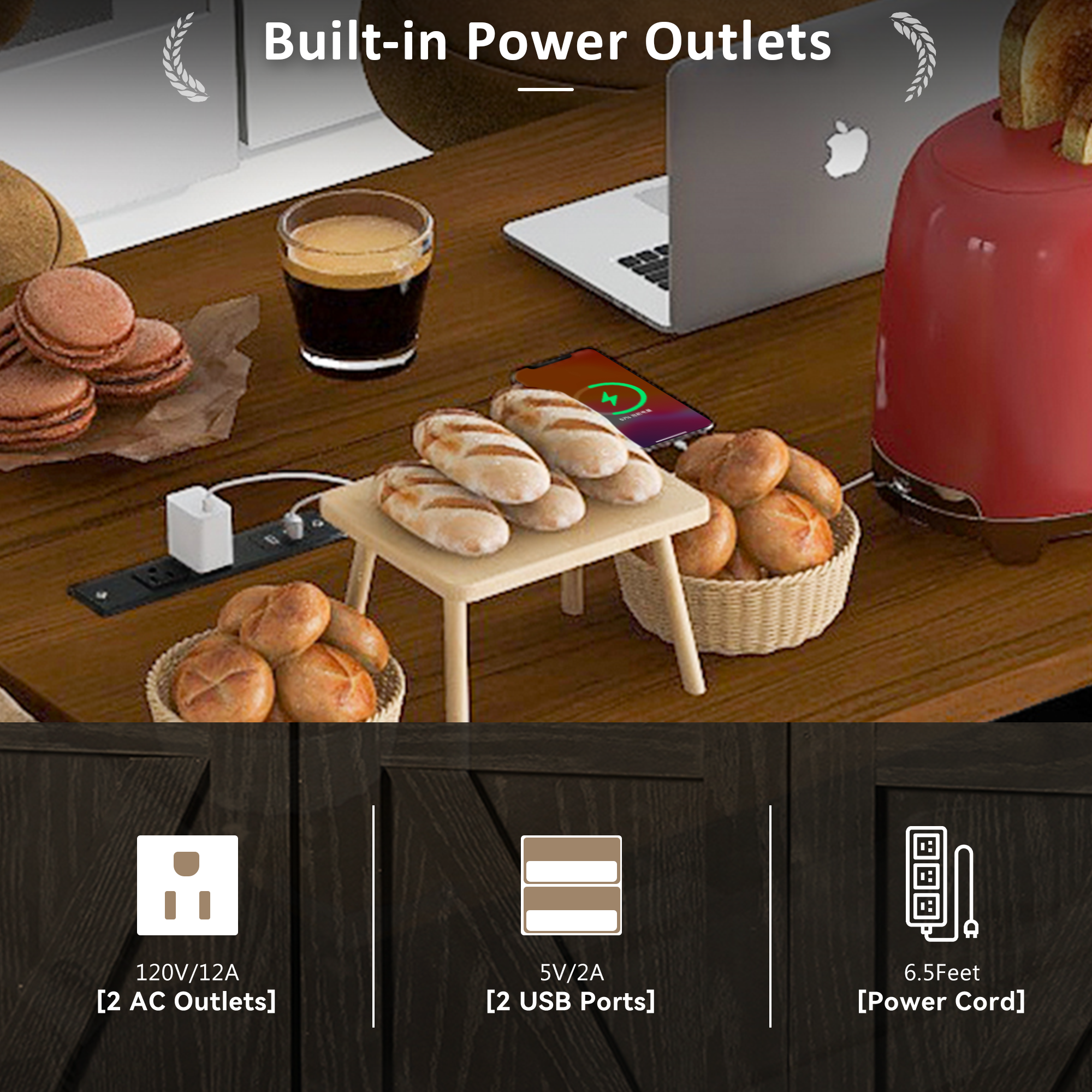 Orange County Decor - Wholesale Kitchen Storage/Organizer - K&K 53.5''Farmhouse Kitchen Island With Power Outlet, Kitchen Storage Island With Drop Leaf, Spice Rack And Drawer, Rolling Kitchen Cart On Wheels, For Home, Kitchen And Dining Room, Black Black18