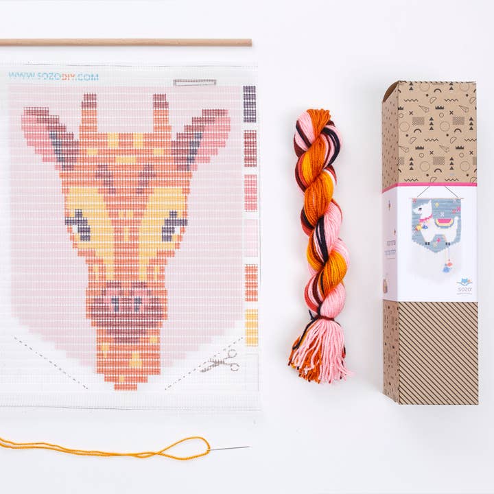 SOZO DIY – wholesale DIY craft kit – SOZO DIY - Giraffe Wall Art Embroidery Kit1
