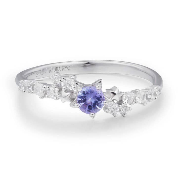 Stardust Tansanite Ring aus massivem Weißgold für den Großhandel von Azura Jewelry