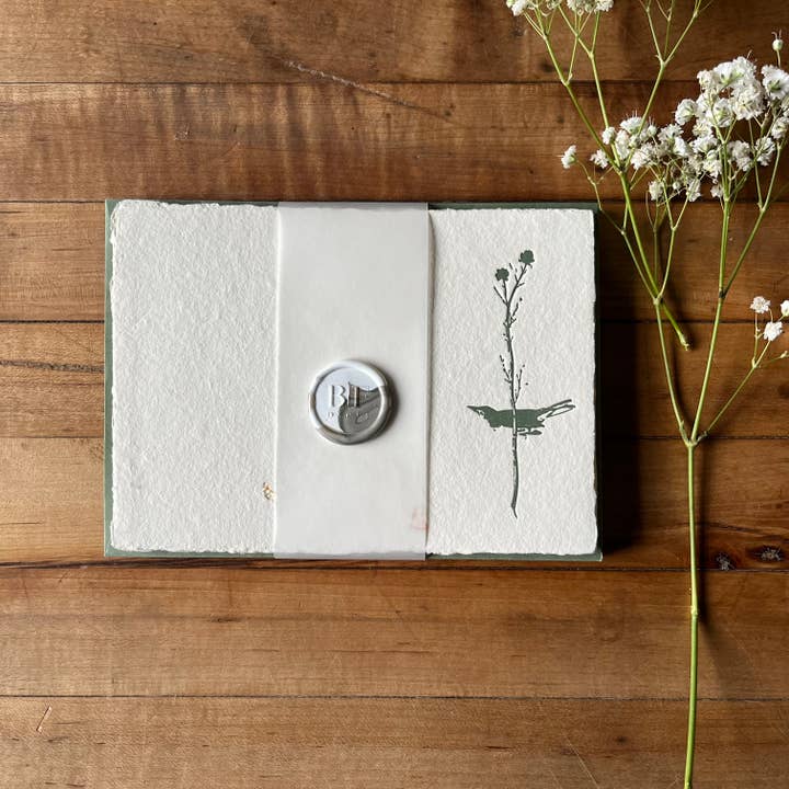 Selby's Flycatcher - Letterpressed Set (Gold Sawdust) for wholesale by Bat Flower Press