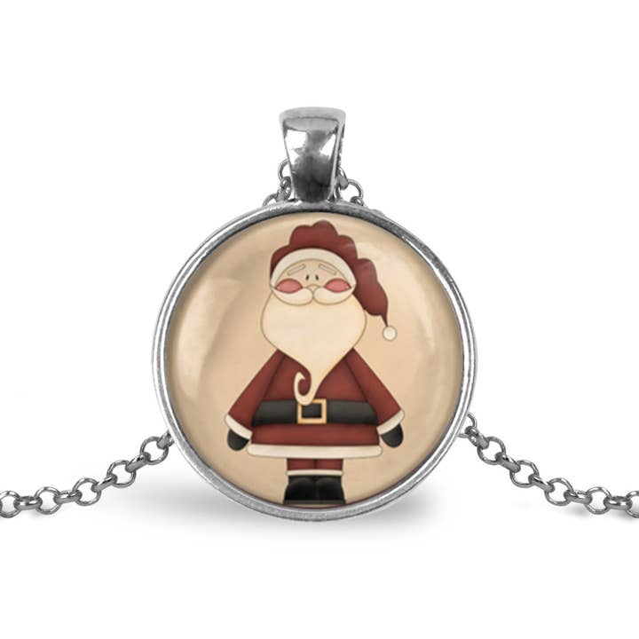Primitive Santa Claus Necklace for Christmas for wholesale by Whimsy Spirit Shop