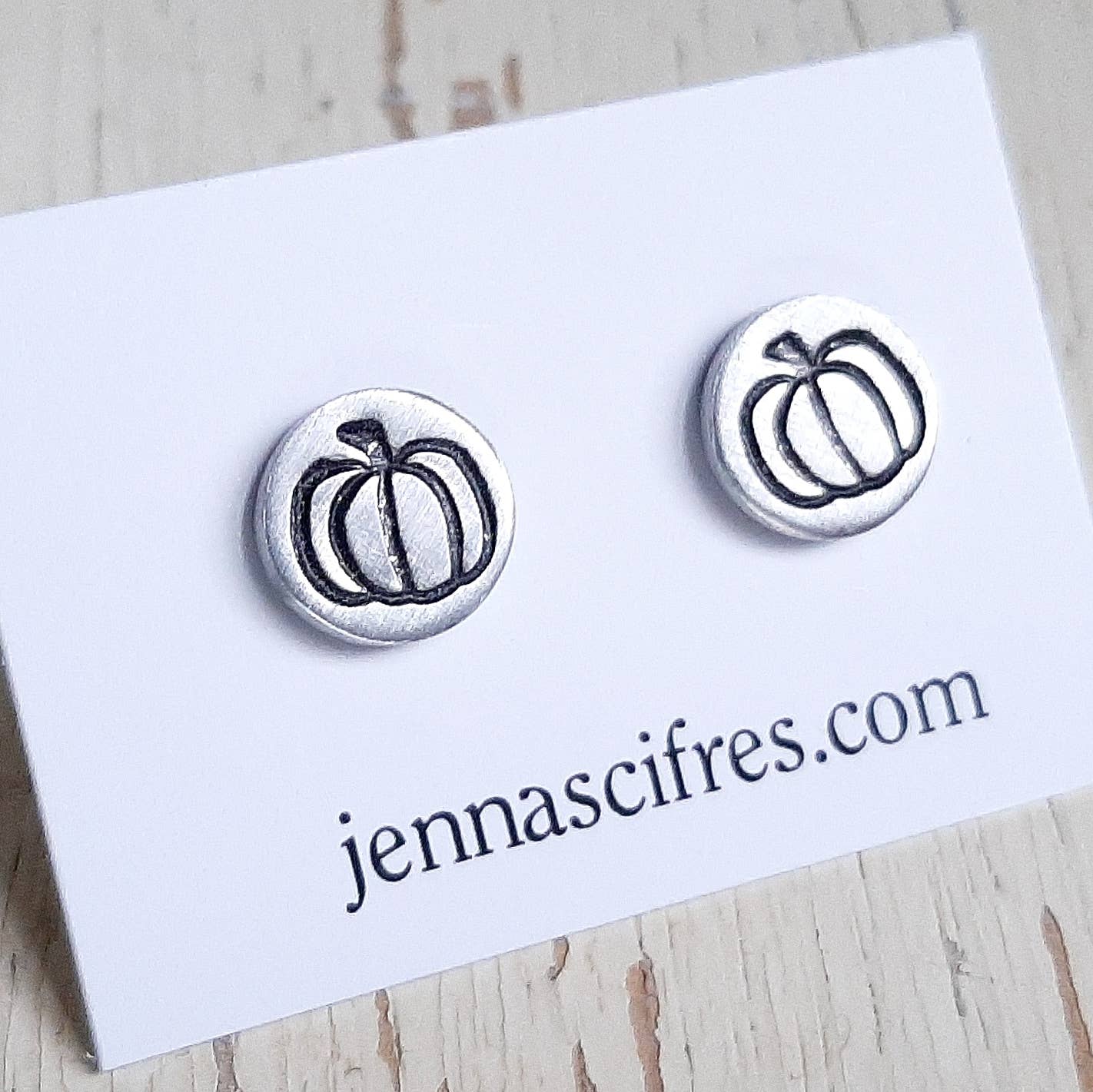 Jenna Scifres Handmade Jewelry - Wholesale Stud/Post Earrings - Silver Pumpkin Stud Earrings 9mm - Hypoallergenic Posts2