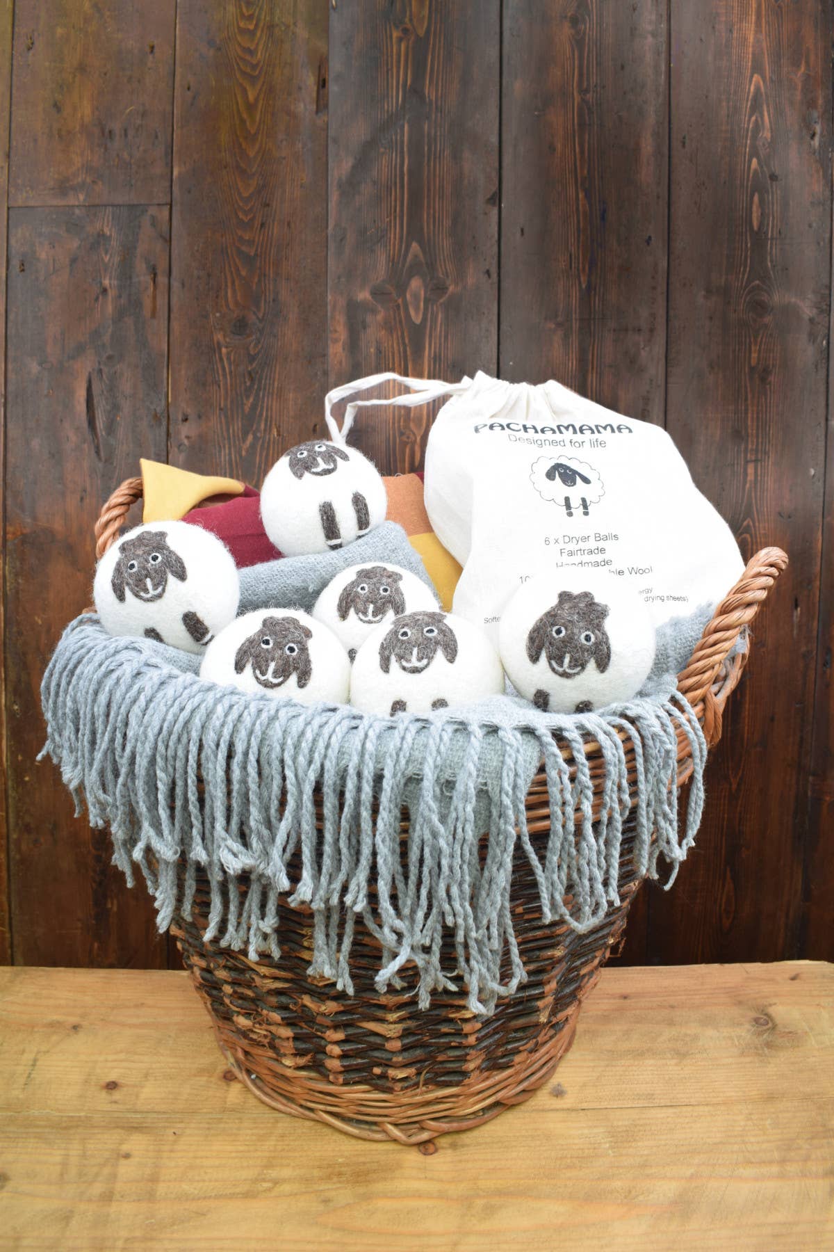 One Colour Big Sheep Felted Wool Laundry Dryer Balls Set of 6 in a Bag for wholesale on Faire0
