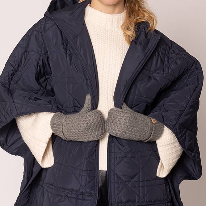 Hana - Wholesale Mittens - Women's - Sherpa Lining Cable Solid Knit Mittens4