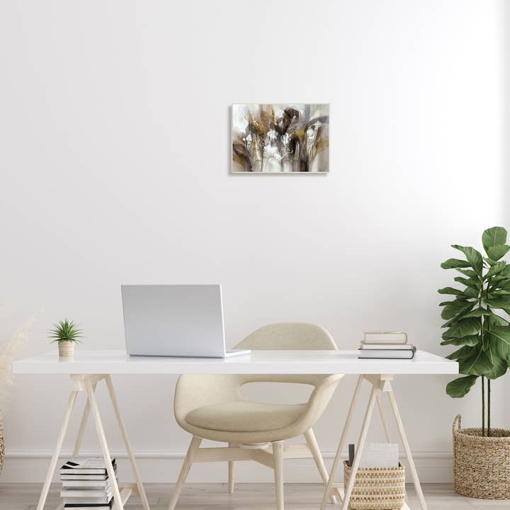 Stupell Industries – Engroshandel Vægplakat – Abstrakt Cascading figurer Brun Hvid Sort Maleri Plaque