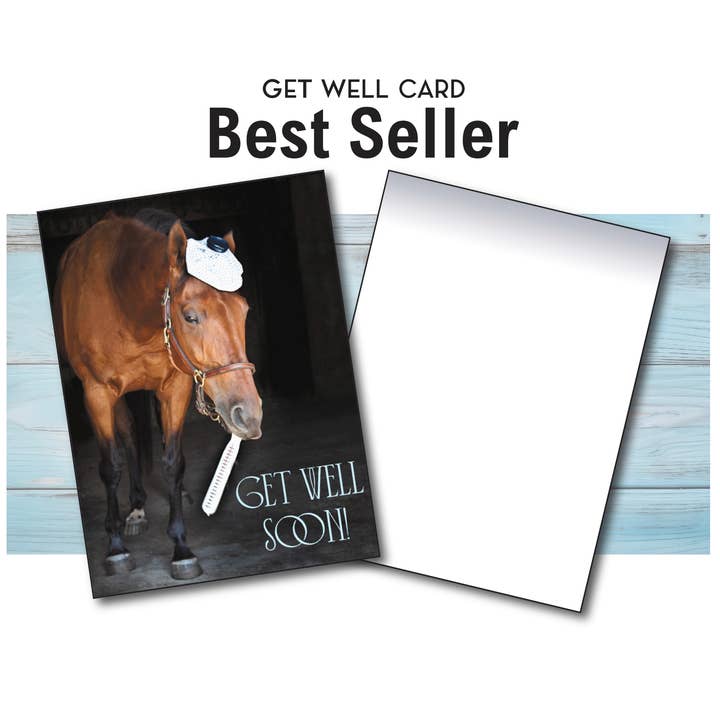 Horse Get Well Card / Horse & Thermometer / Funny Cute for wholesale by Horse Hollow Press