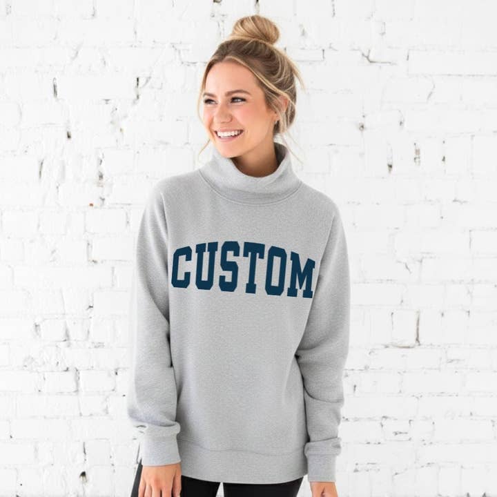 Arden & Gold - Wholesale Graphic Sweatshirt - Women's - Custom Text Oversized Mockneck Sweatshirt3