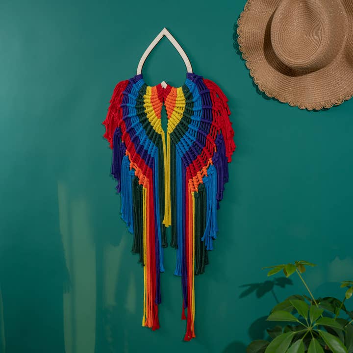Sparkle Being – wholesale Tapestry/textile – Rainbow Angel Wings - Macrame Wall Hanging Tapestry