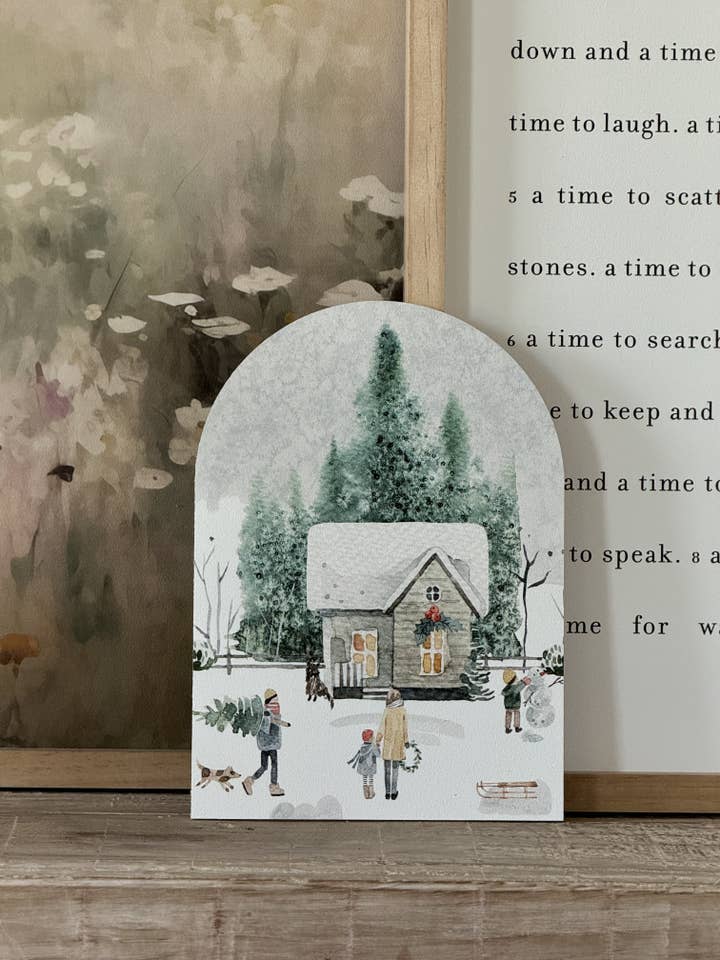 Large Winter House Scene, Arch | Christmas Decor for wholesale by Lily and Sparrow