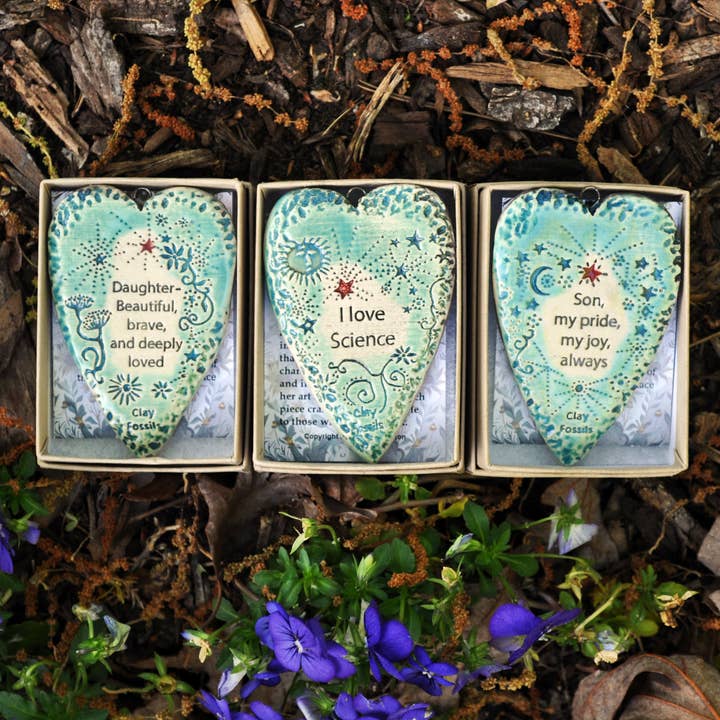 Clay Fossils - Wholesale Ornament - Daughter, beautiful, brave, boxed gift, USA handmade