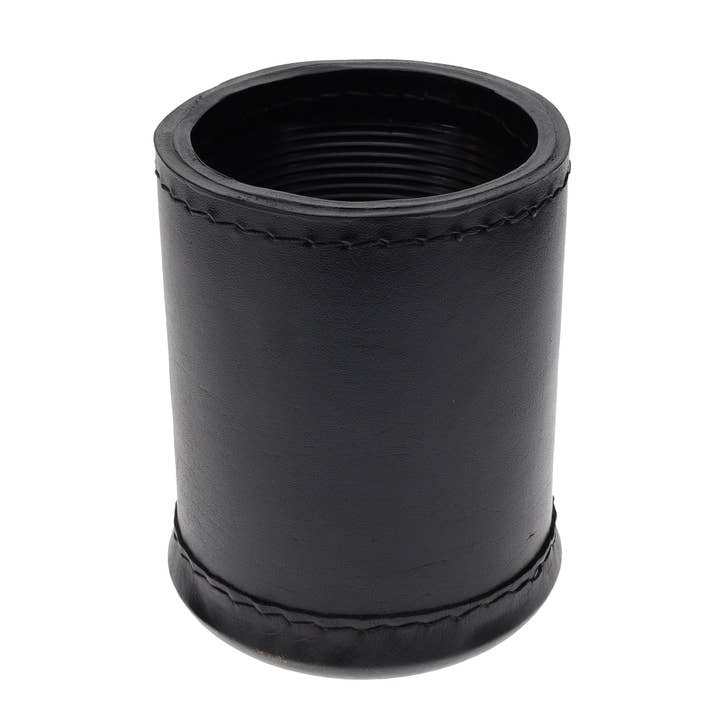 Black WE Games Professional, Leather Dice Cup Set - 5 Dice, Instructions for 10 Dice Games & Cloth Carry Bag for wholesale on Faire21