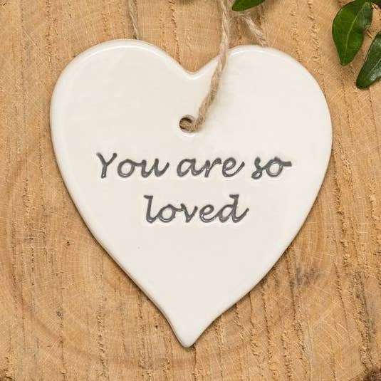 Love - You are so loved - Handmade ceramic heart for wholesale by Broadlands Pottery