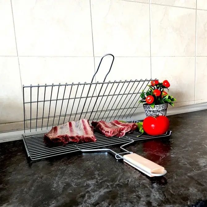 Hakan - Vente Outil de gril pour l'extérieur - Panier à griller Hakan 11,8 x 15,8 pouces avec poignée en bois9