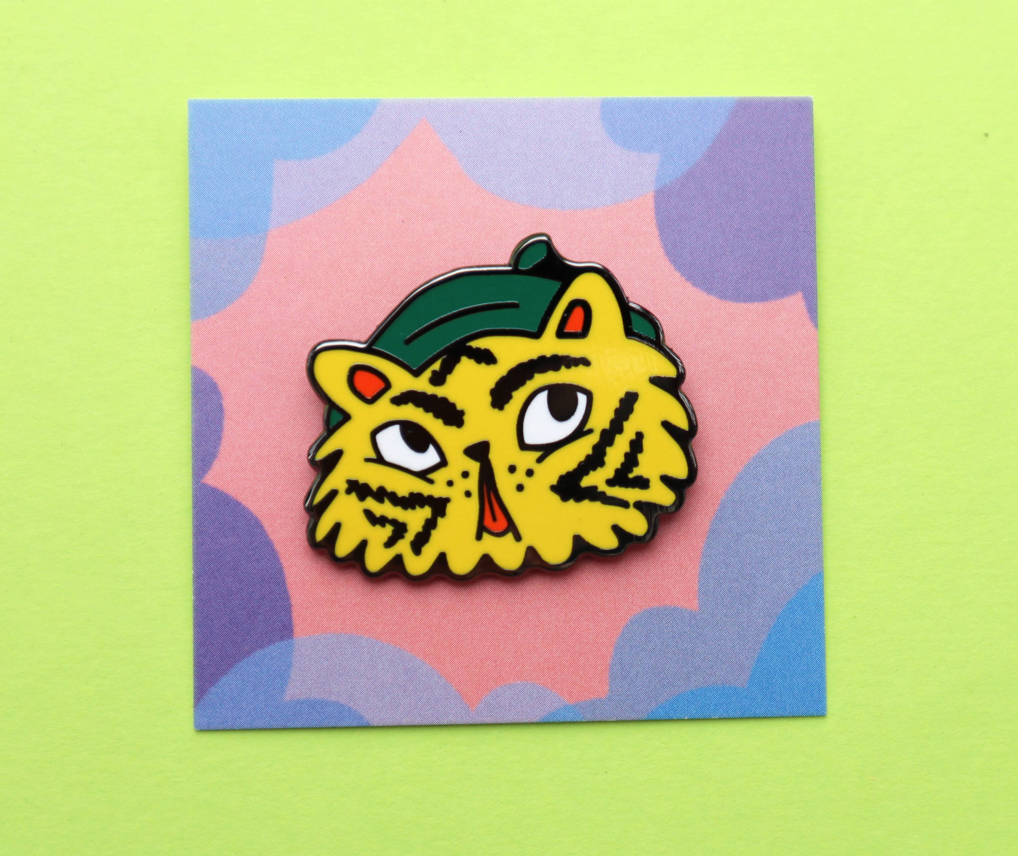 Masha Fikhman Art - Wholesale Lapel Pin/Button - Beret Tiger Pin1