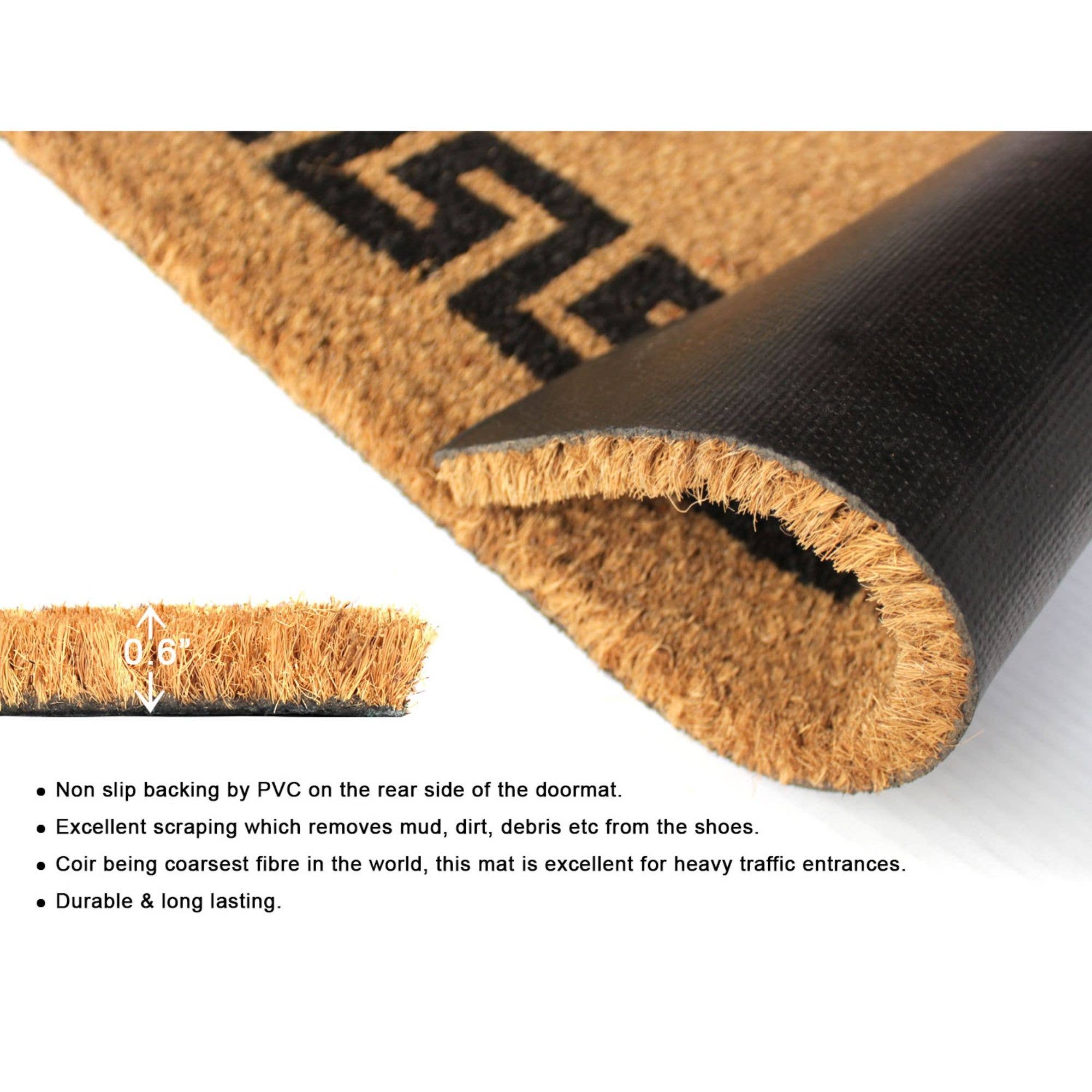 RugSmith - Wholesale Door Mat - RugSmith Black Greekey bordered Doormat, 18" x 30"3