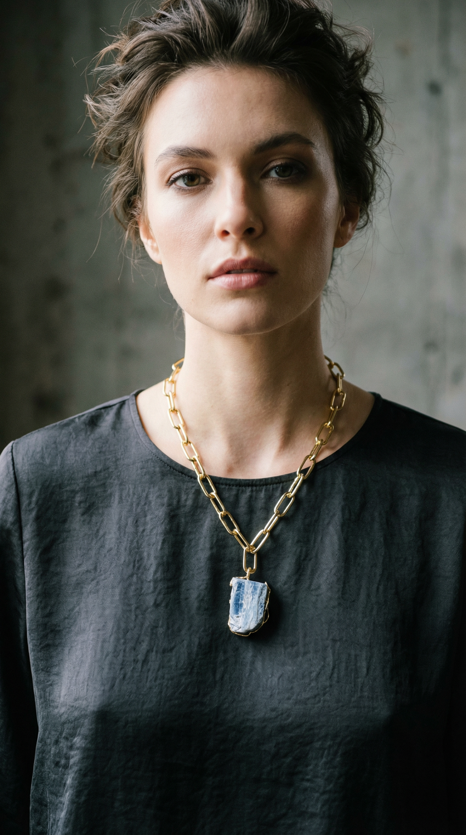 PHOEBE´S - Wholesale Pendant/Charm Necklace - Blue Kyanite Necklace on Gold Chain3