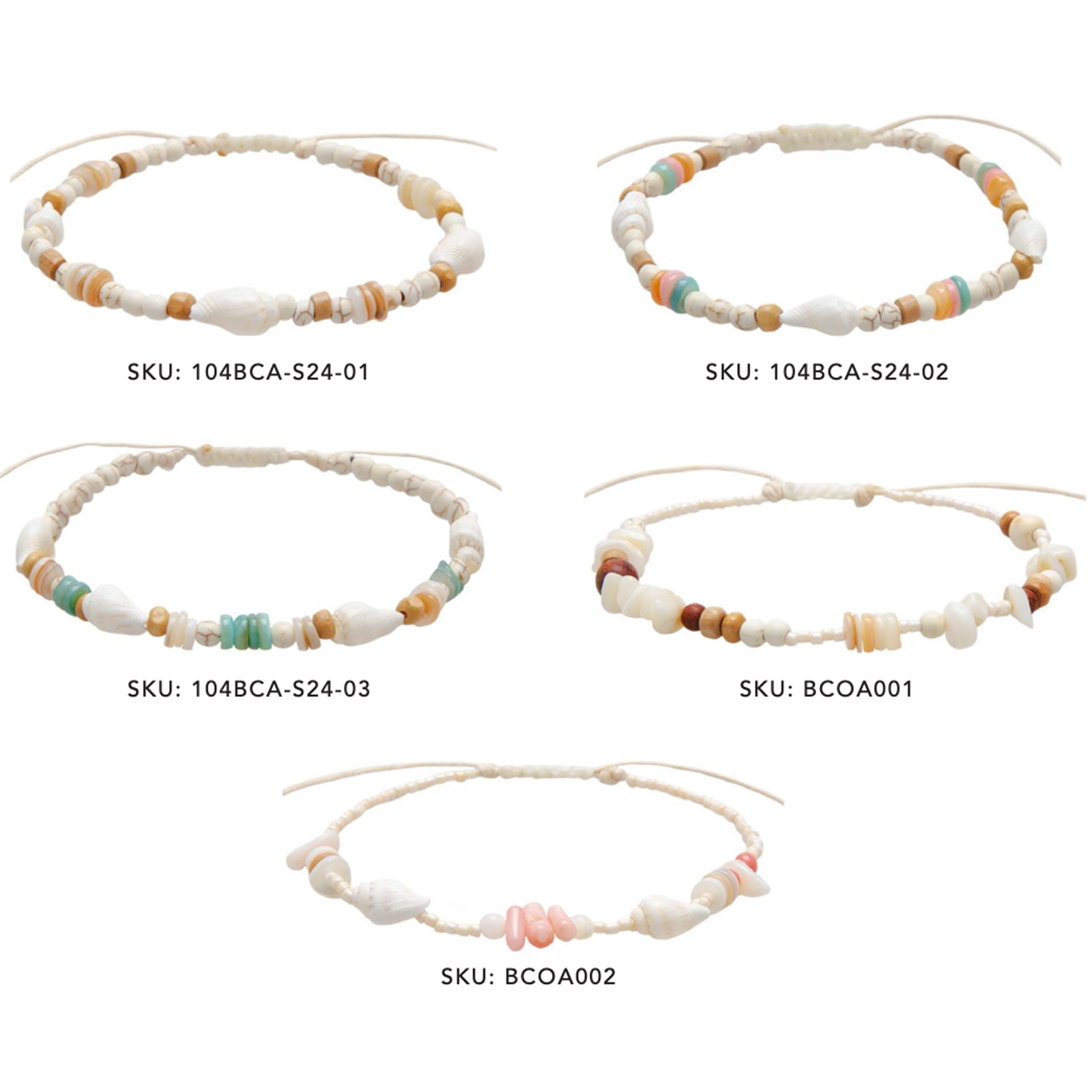 Lotus and Luna - Wholesale Anklet - Beachcomber Shell Anklets (10 Pack Assortment)2