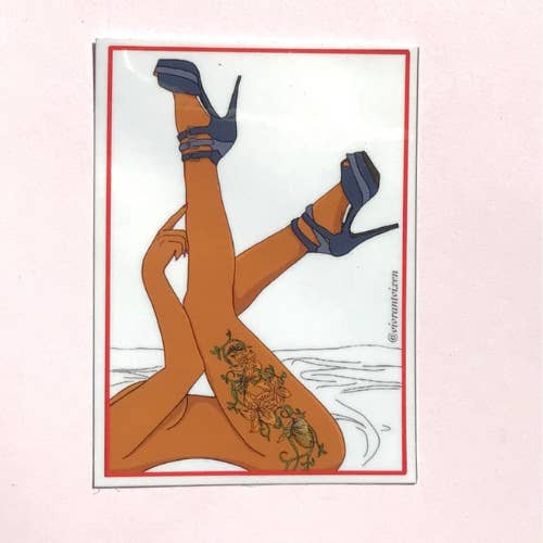 Autocollant en vinyle découpé sous pression pour tatouage de jambe pour adulte, Sex Positive Art pour la vente par Vivrant Vixen