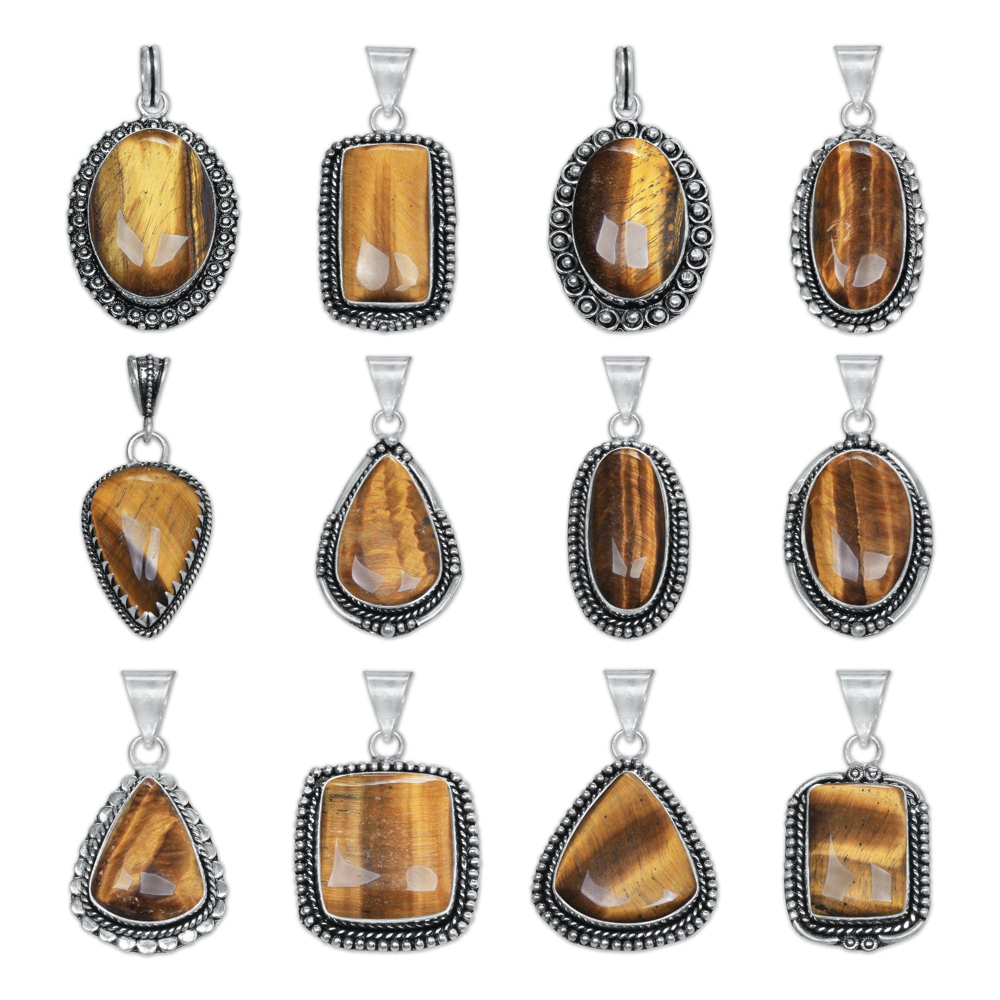 Handmade Jewels - Wholesale Individual Charm/Pendant - Tiger Eye Designer Pendants - Handmade, Silver-Plated, Assorted Designs/Sizes0