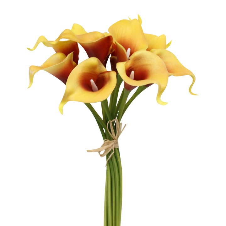 Angel Isabella - Vendita all'ingrosso Fiori finti - Calla Real Touch arancione tramonto, con steli da 35,6 cm e 25,4 cm6