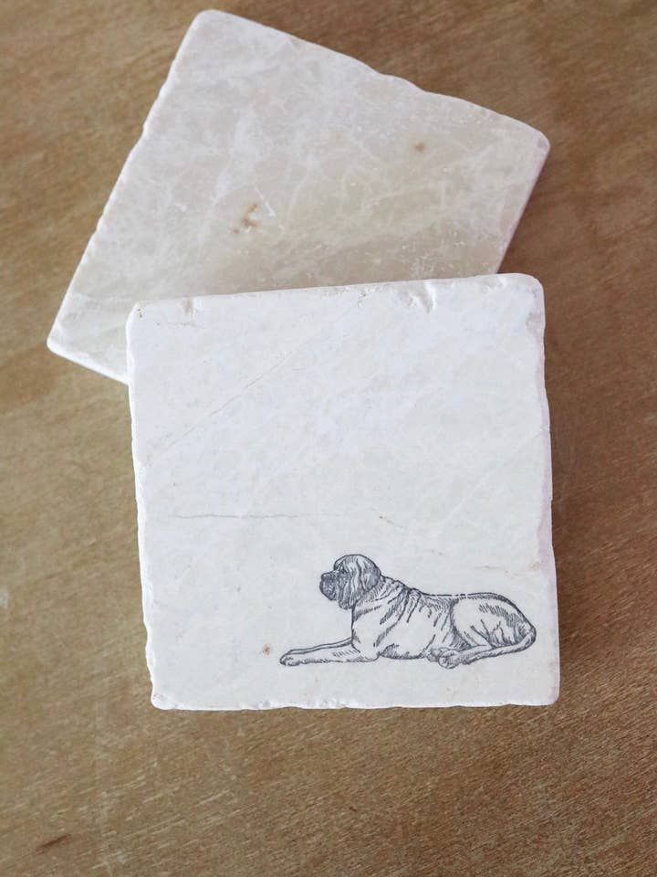 English Mastiff Coaster for wholesale by Lace, Grace & Peonies Marble Coasters