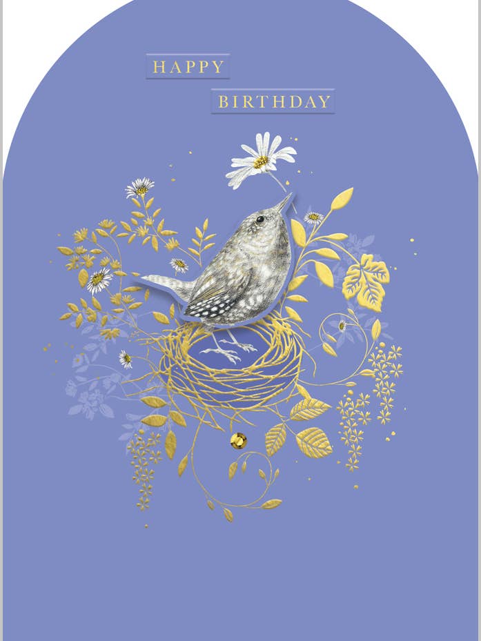 Gärdsmyg med förgylld bo för wholesale av Abacus Cards and Clare Maddicott Publications