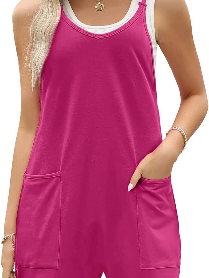 Rosa Clothing - Wholesale Romper - Women's - Casual Large Pocket Bib Pants