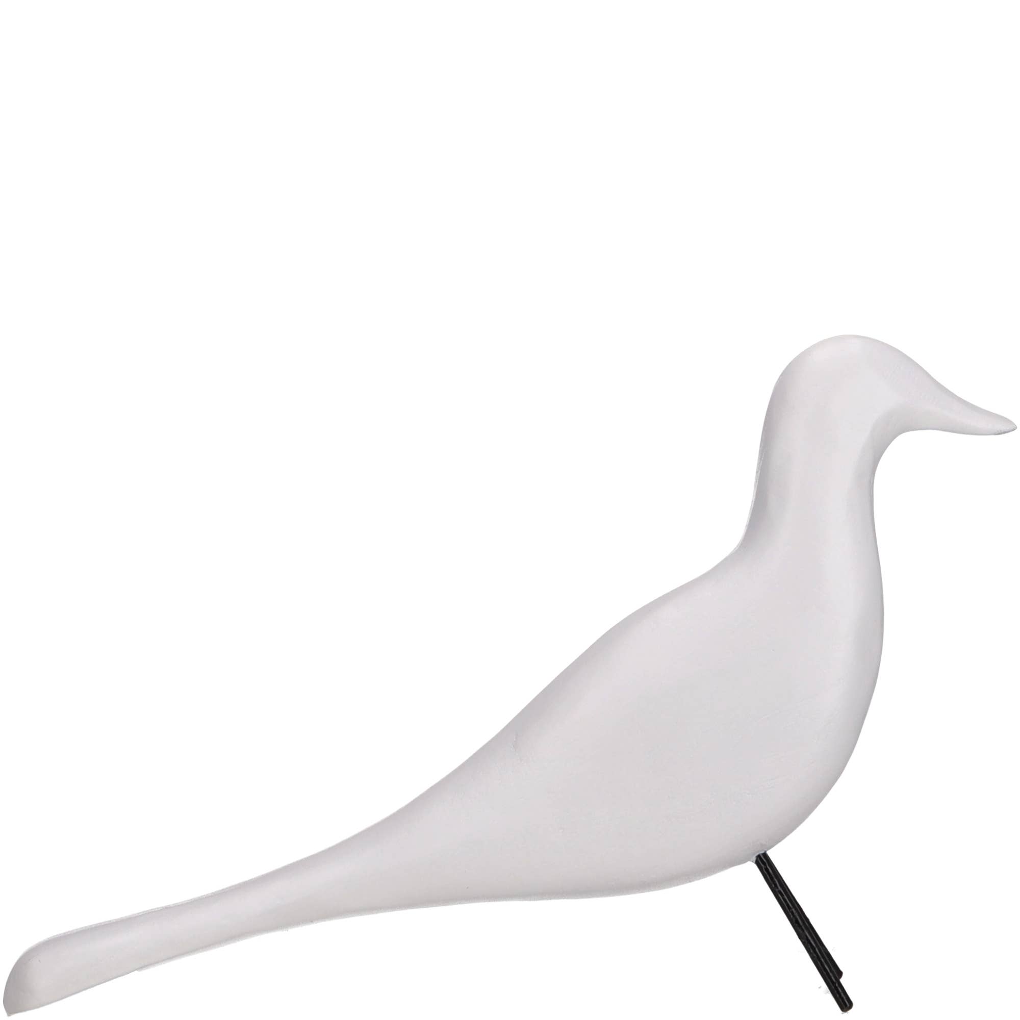 Vosteen – Großhandel Dekofigur – Holz Vogel Luigi, L34cm, B5,5cm, H12cm, Weiß0