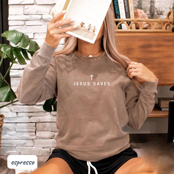 Glaime - Wholesale T-Shirt (Graphic) - Women's - Comfort Colors Jesus Saves Shirt, Christian Merch Jesus Tee1