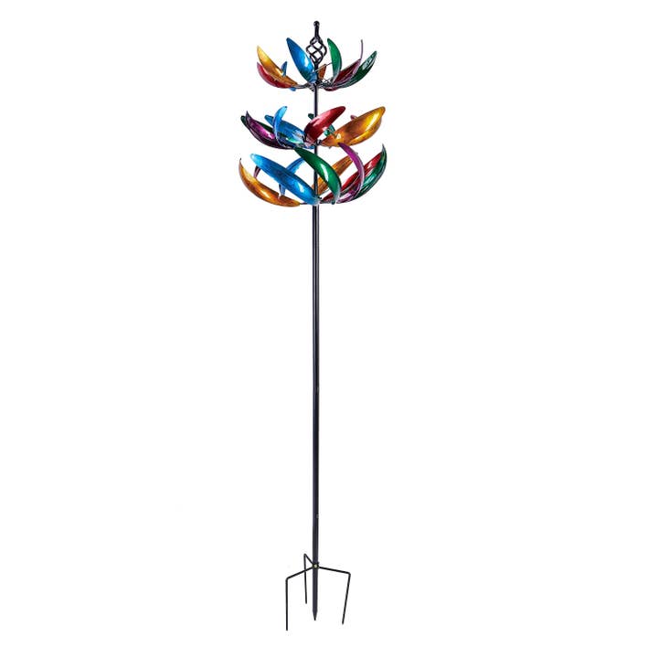 84"H Three Tiered Wind Spinner, Multi-Colored for wholesale by Evergreen Enterprises