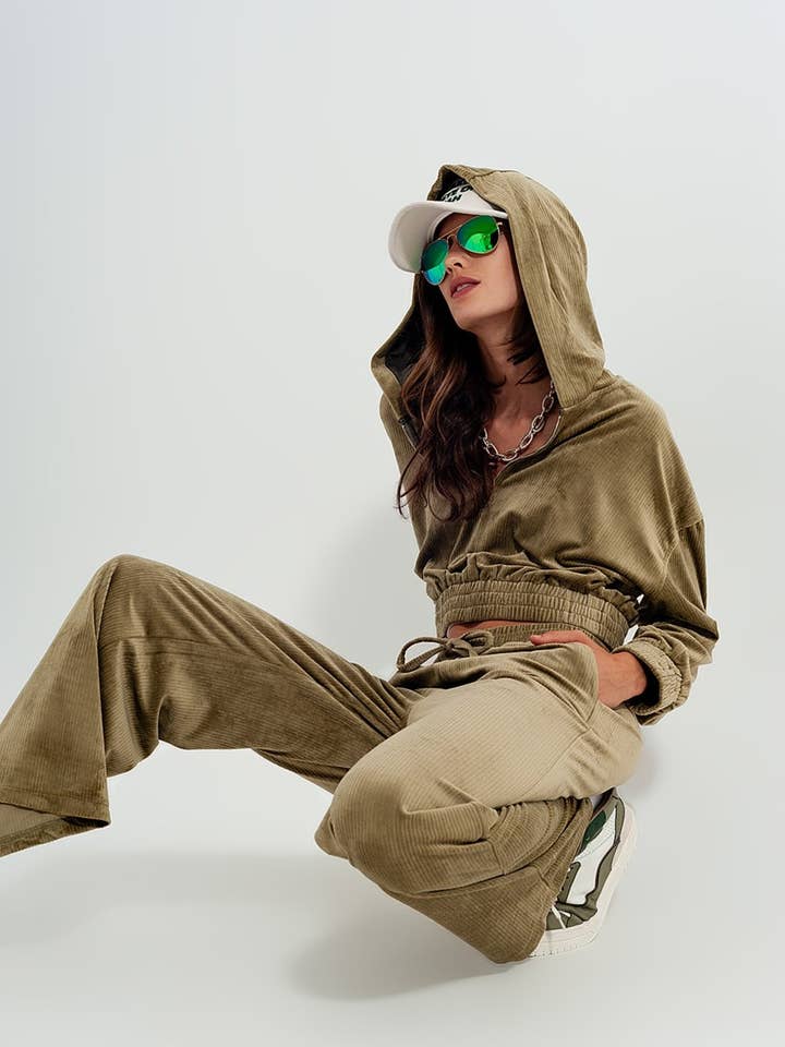 Jogger con cordón en la cintura en verde para venta al por mayor de Q2—All Orders:Free Duties for the US,UK,and Canada