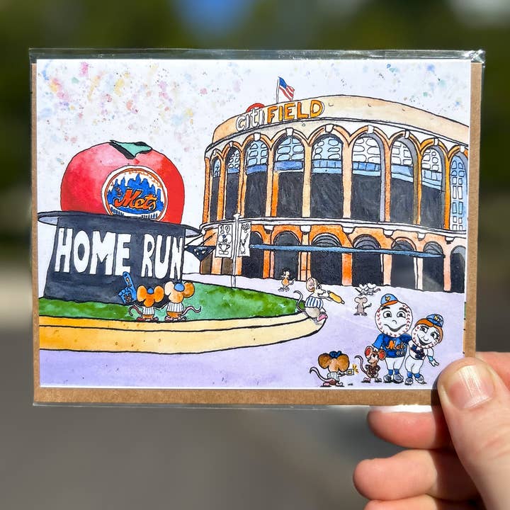 MLB Les METS-Citi Field Carte de Vœux/Artisanale pour la vente par Johnnerdraws
