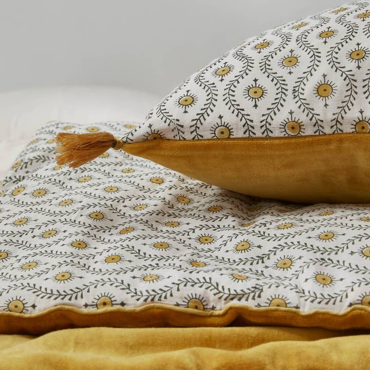 Serpentine-Kissenbezug Ecru Curry für den Großhandel von Bonheur du Jour