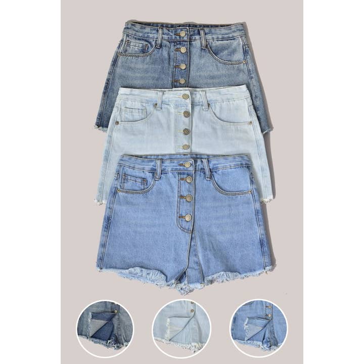 FRONT SPLIT DENIM KORT for engroshandel hos TREND SHOP