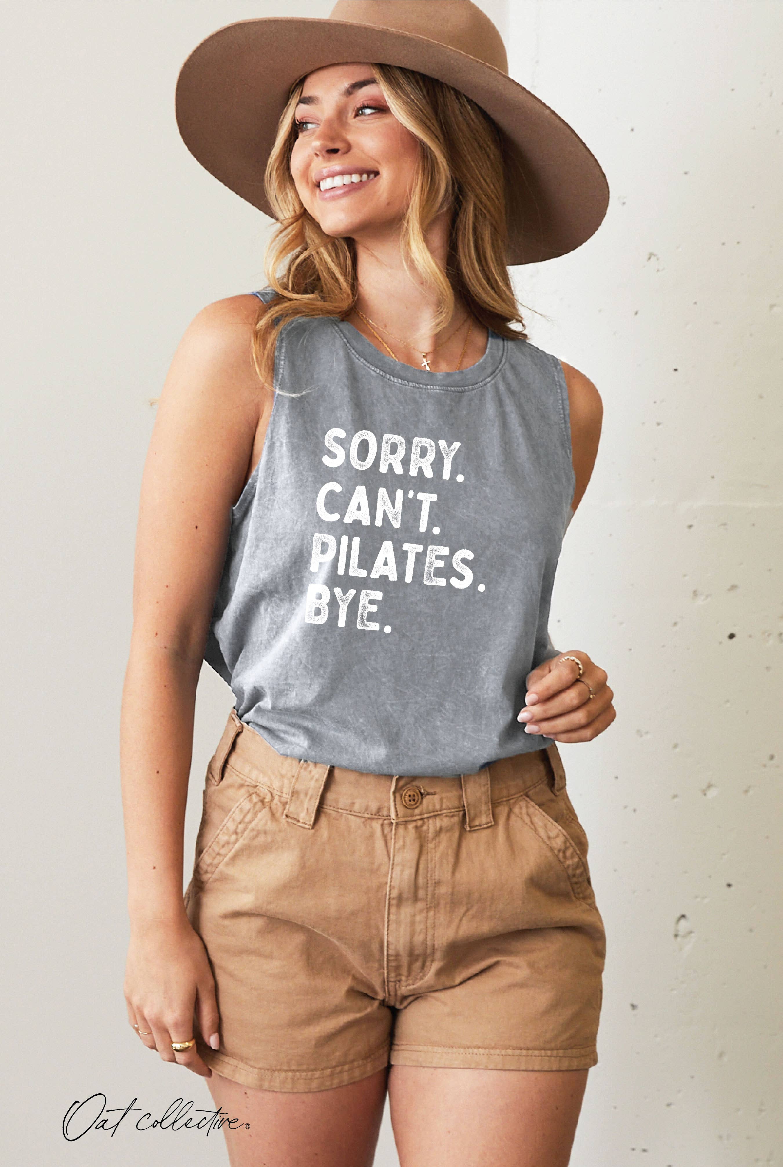 OAT COLLECTIVE - Wholesale Tank Top - Women's - SORRY CAN'T PILATES BYE Mineral Graphic Tank Top8