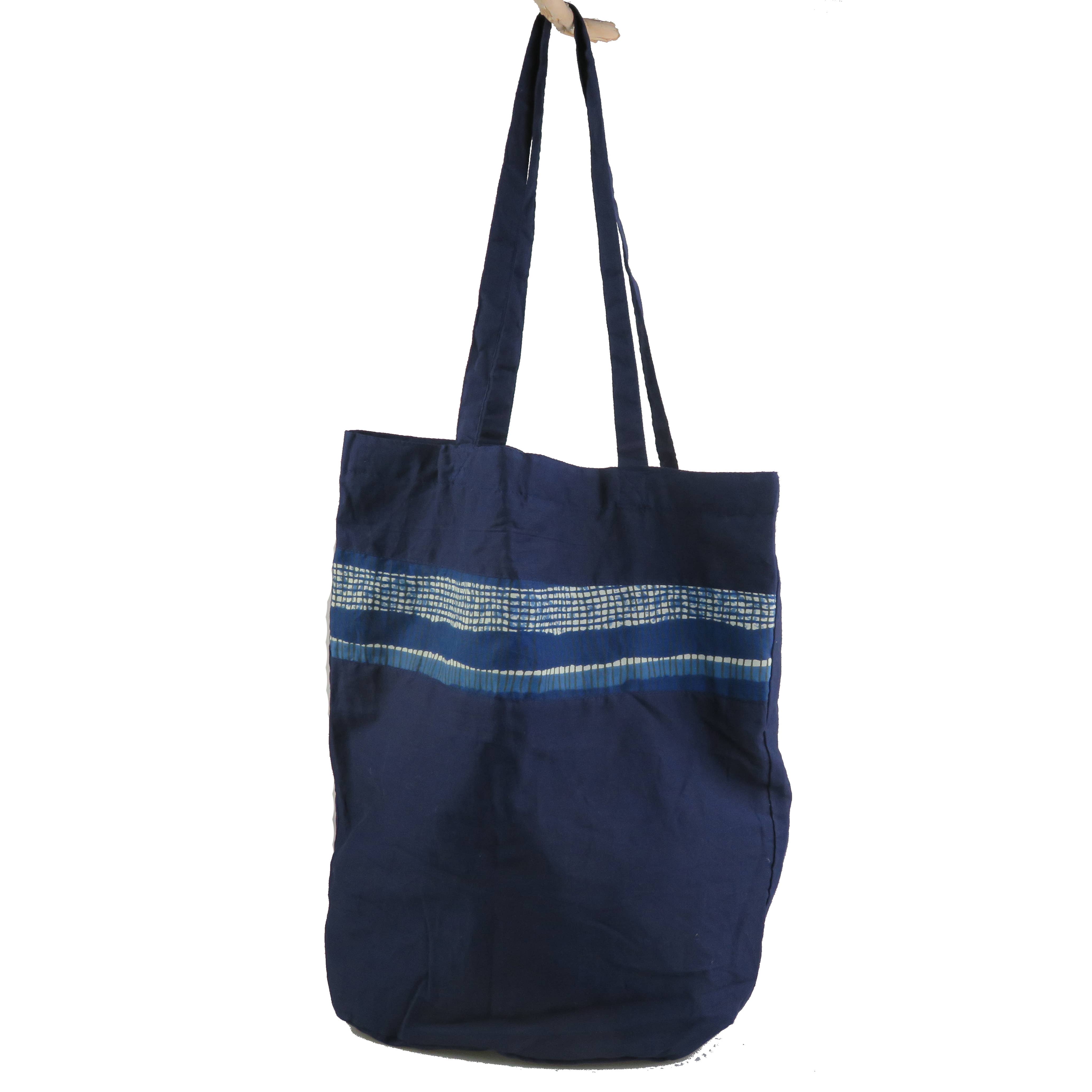 Epigram - Wholesale Grocery/Shopping Bag - Navy blue lined cotton shopping bag with Japanese-style band3