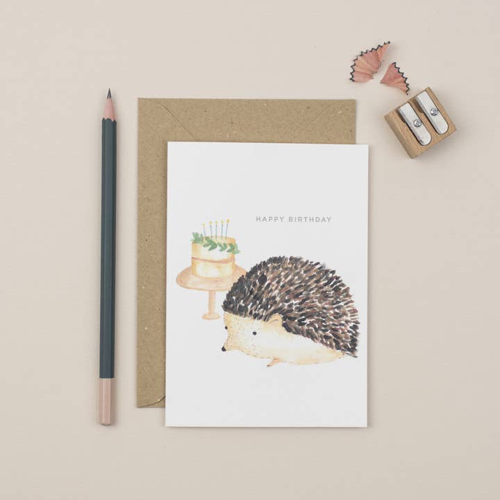 Plewsy - Vente Cartes d'anniversaire - Carte de vœux Happy Birthday Hedgehog1